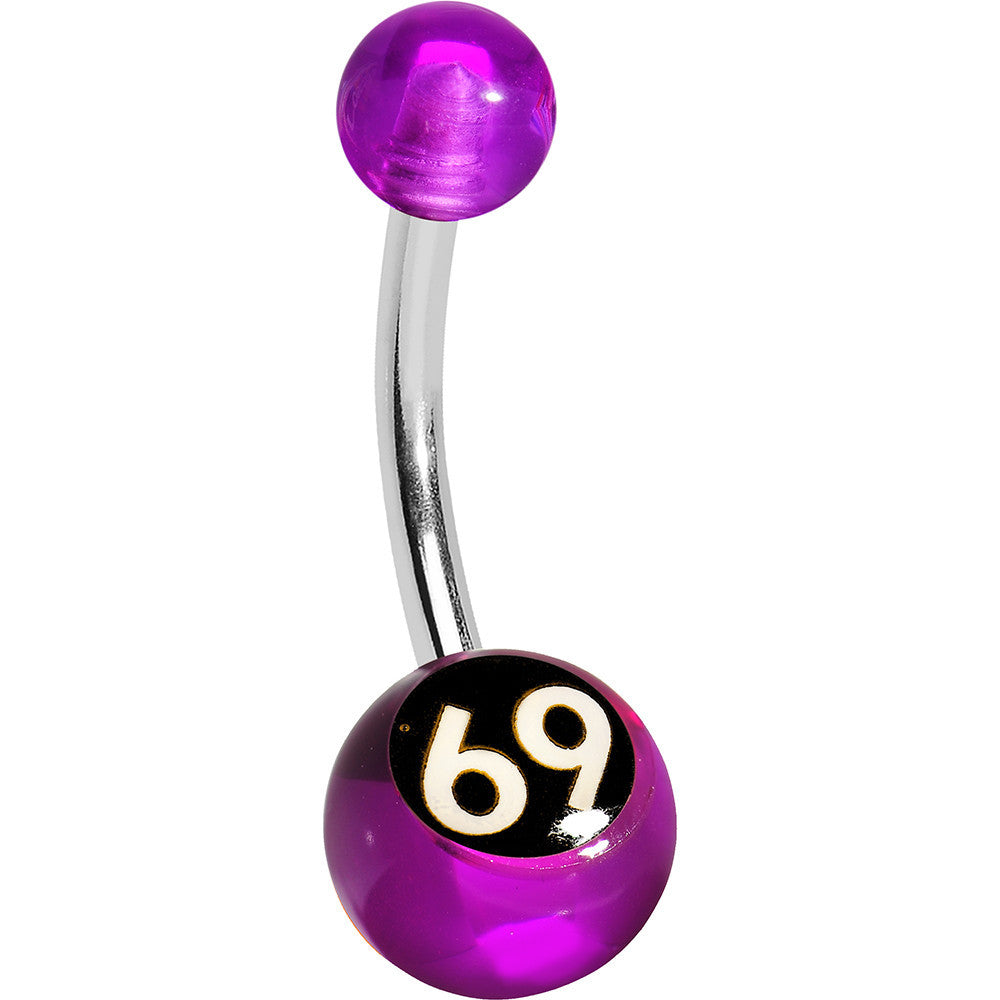 Purple and Black Acrylic 69 Belly Ring