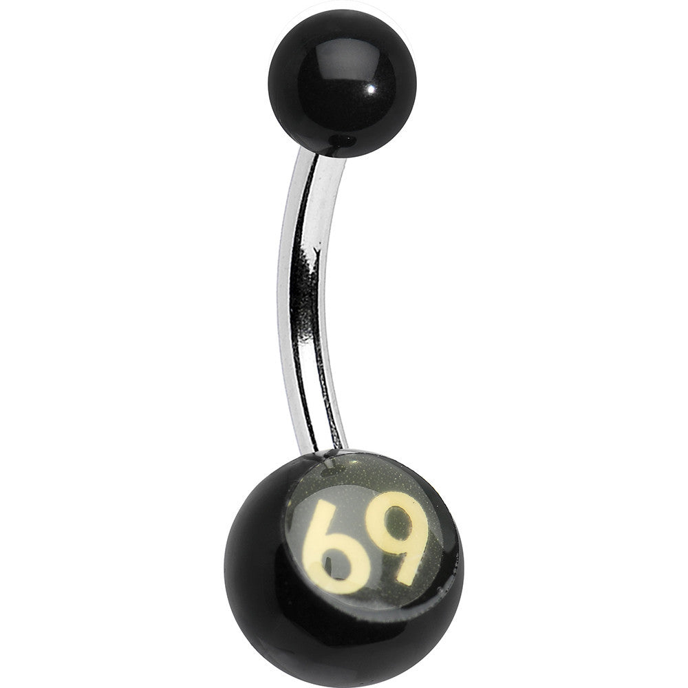 Black and White Acrylic 69 Belly Ring