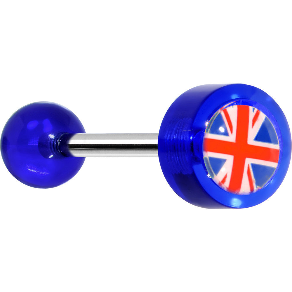 14 Gauge 5/8 Blue UK British Flag Tongue Ring