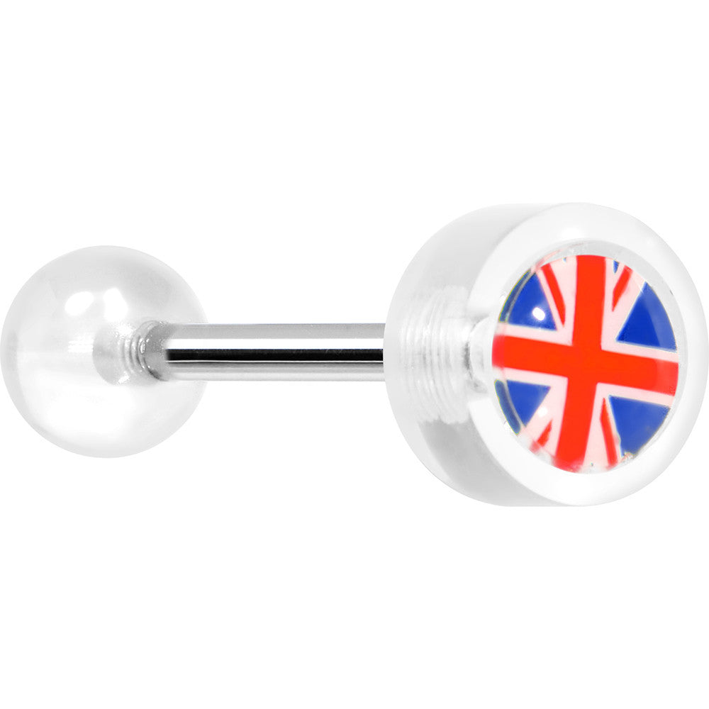 14 Gauge 5/8 Clear Acrylic UK British Flag Tongue Ring