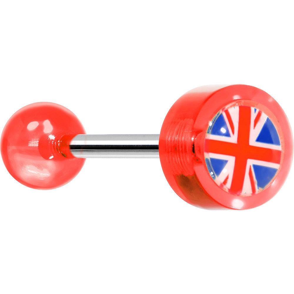 14 Gauge 5/8 Red Acrylic UK British Flag Tongue Ring
