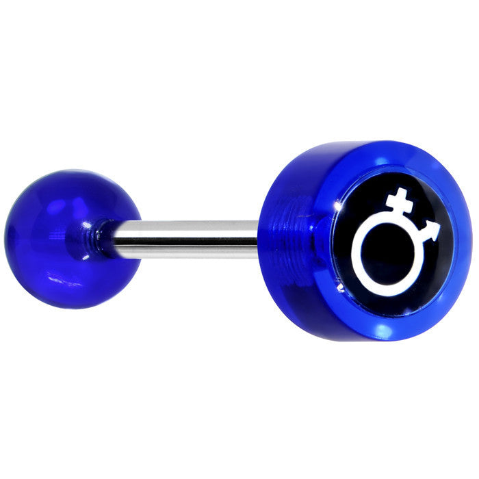 14 Gauge 5/8 Blue Gender Symbol Tongue Ring