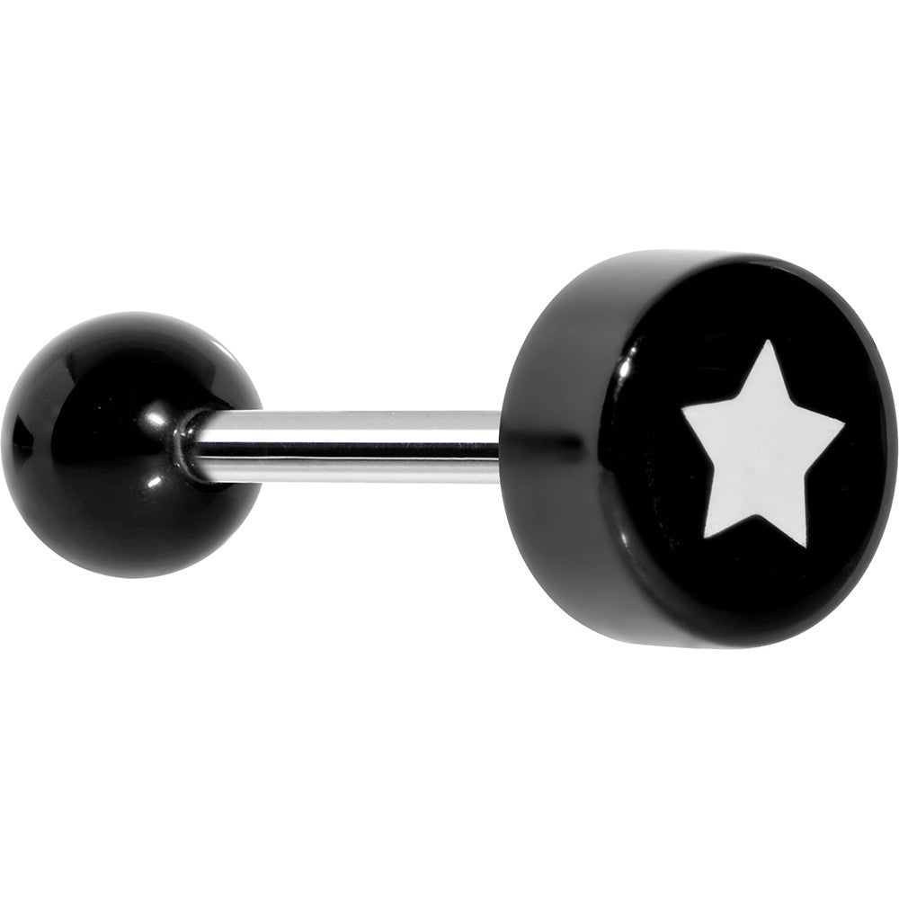 14 Gauge 5/8 Black and White Star Tongue Ring