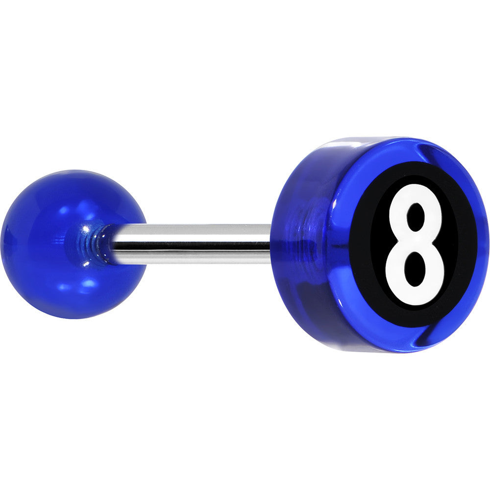 14 Gauge 5/8 Blue Acrylic Behind the 8 Ball Tongue Ring