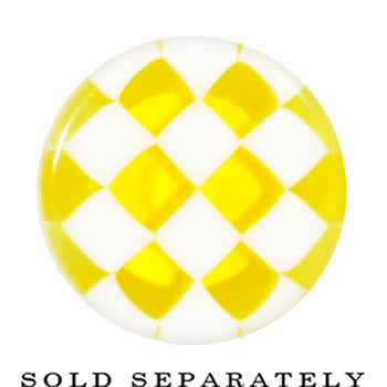 6G Acrylic Yellow and White Checker Saddle Plug