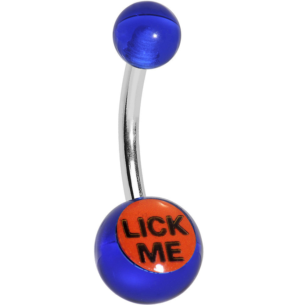 Blue Acrylic Lick Me Belly Ring