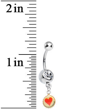 Clear Gem Red Heart Charm Dangle Belly Ring