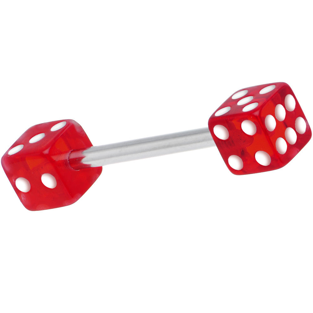 Red DICE Barbell Tongue Ring