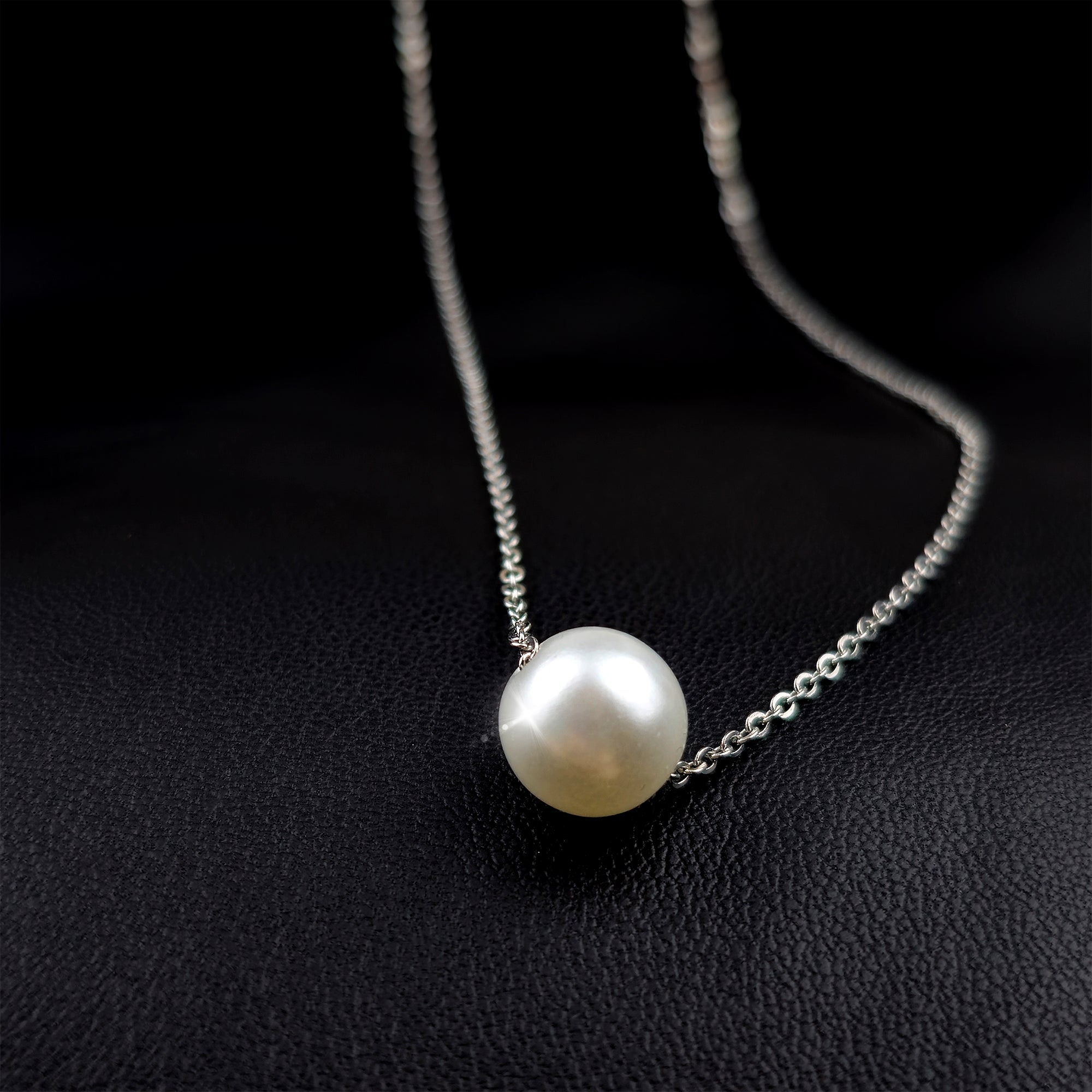 Stainless Steel Chain Necklace Minimalist Pearl Pendant Necklace