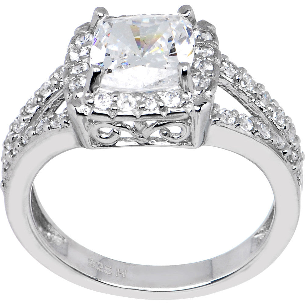 Sterling Silver Princess Cubic Zirconia Ring -2.31 ct tw