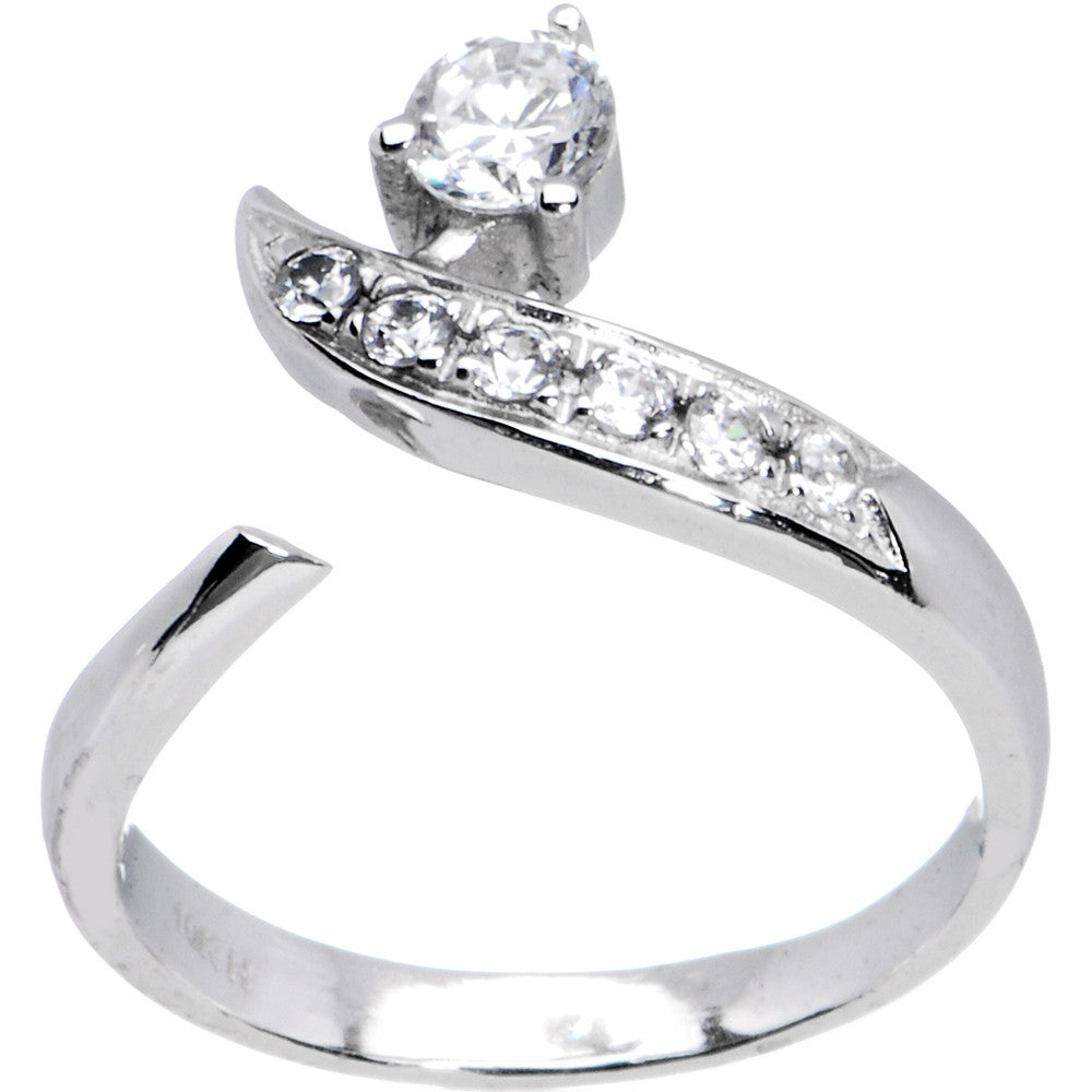 10k White Gold Five Gem with Solitaire Flare Toe Ring
