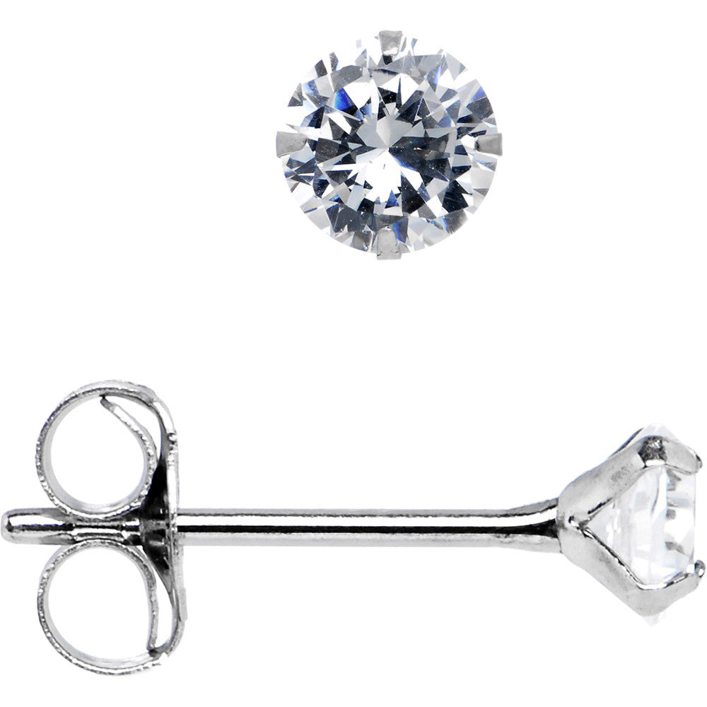 14k White Gold .03 ct Cubic Zirconia Round Earrings