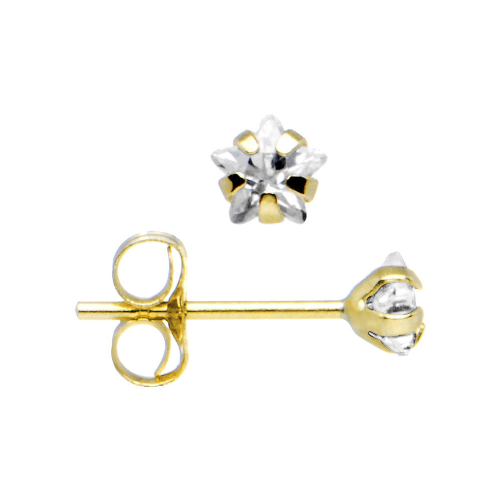 14kt Yellow Gold .10 ct Cubic Zirconia Star Earrings