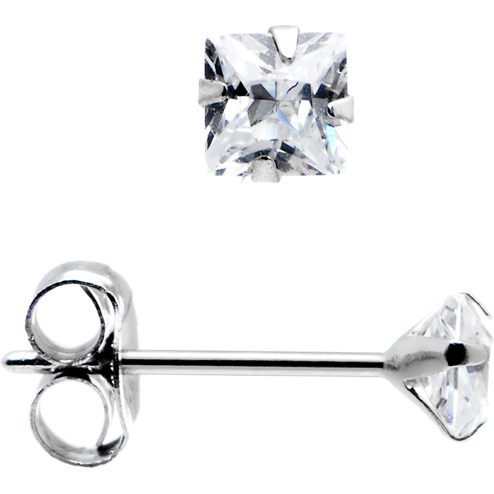14kt White Gold .47ct Cubic Zirconia Square Earrings