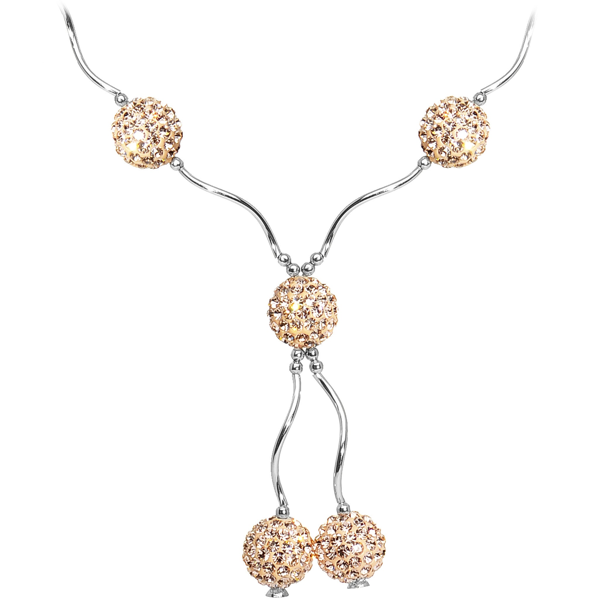 Sterling Silver Champagne Crystal Ball Drop Necklace