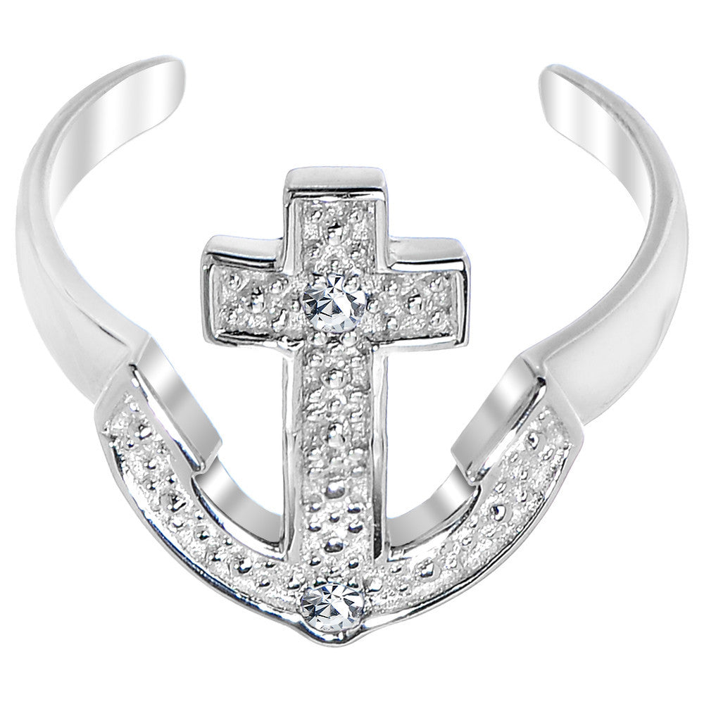 925 Sterling Silver CZ Anchor Toe Ring