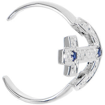 925 Sterling Silver Blue CZ Anchor Toe Ring