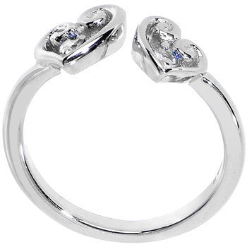 925 Sterling Silver CZ Dual Heart Toe Ring