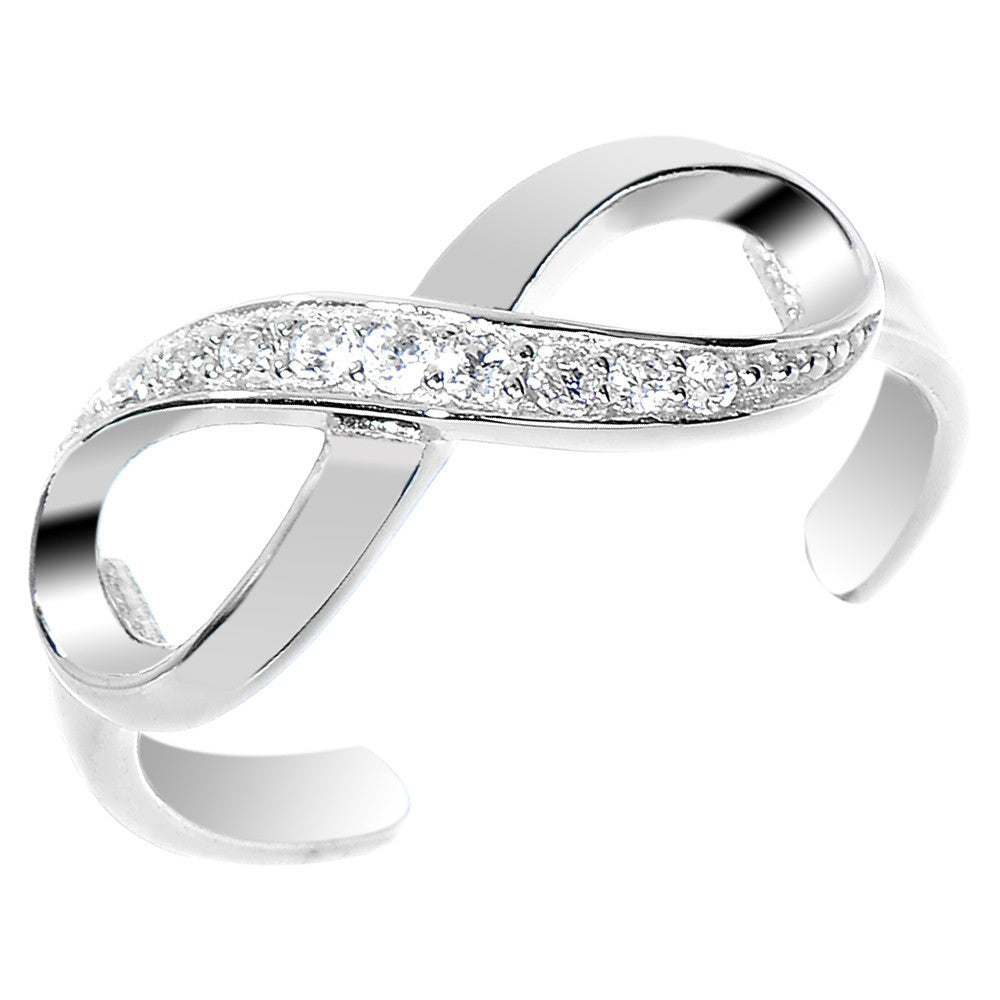 925 Sterling Silver CZ Infinity Toe Ring