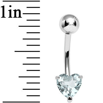 925 Sterling Silver Genuine Blue Topaz Heart Solitaire Belly Ring