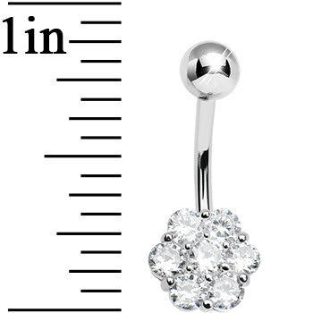 925 Sterling Silver Cubic Zirconia Blooming Flower Belly Ring