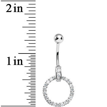 925 Sterling Silver Cubic Zirconia Circle Charm Belly Ring