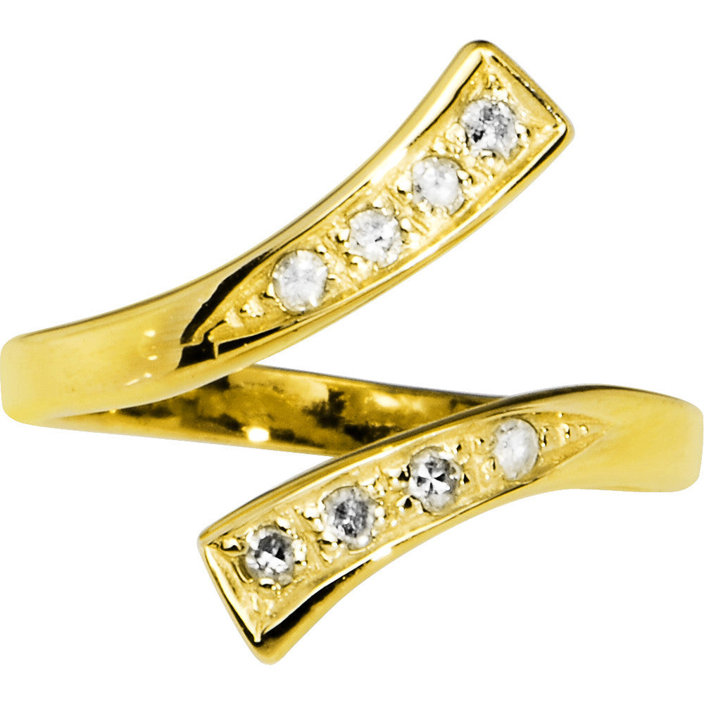 Solid 14k Yellow Gold .08 Carat Genuine Diamond Paved Toe Ring