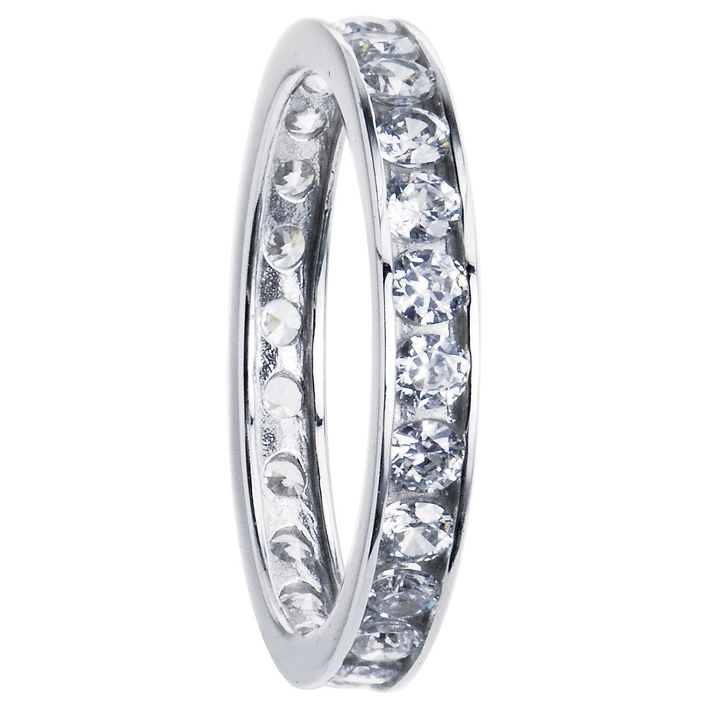 Solid 14kt White Gold Cubic Zirconia Eternity Toe Ring - Size 2.5