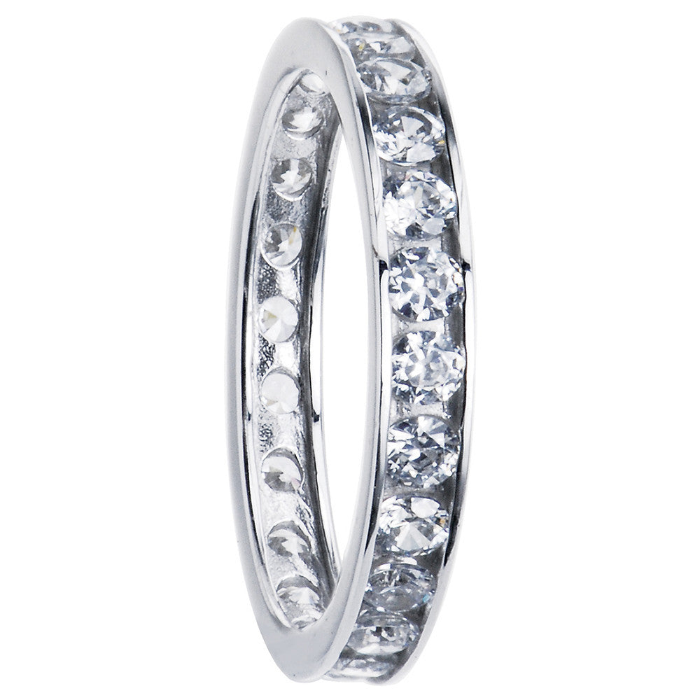 Solid 14k White Gold Cubic Zirconia Eternity Toe Ring - Size 2.5
