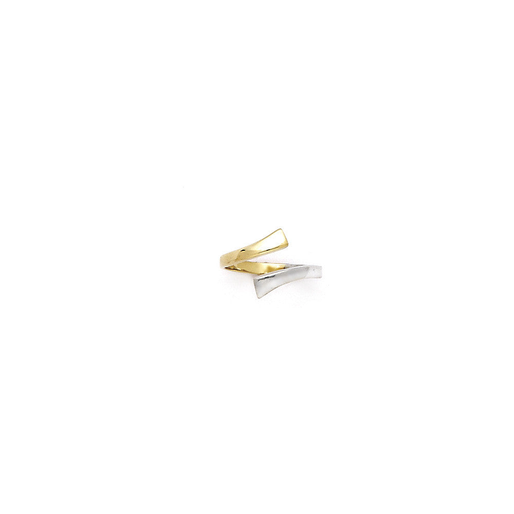 Solid 14kt Yellow White Gold Smooth Divided Toe Ring