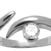 Solid 14k White Gold Solitaire Cubic Zirconia Toe Ring