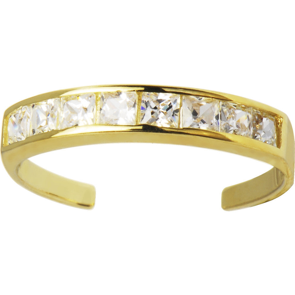 Solid 14KT Yellow Gold Cubic Zirconia Toe Ring