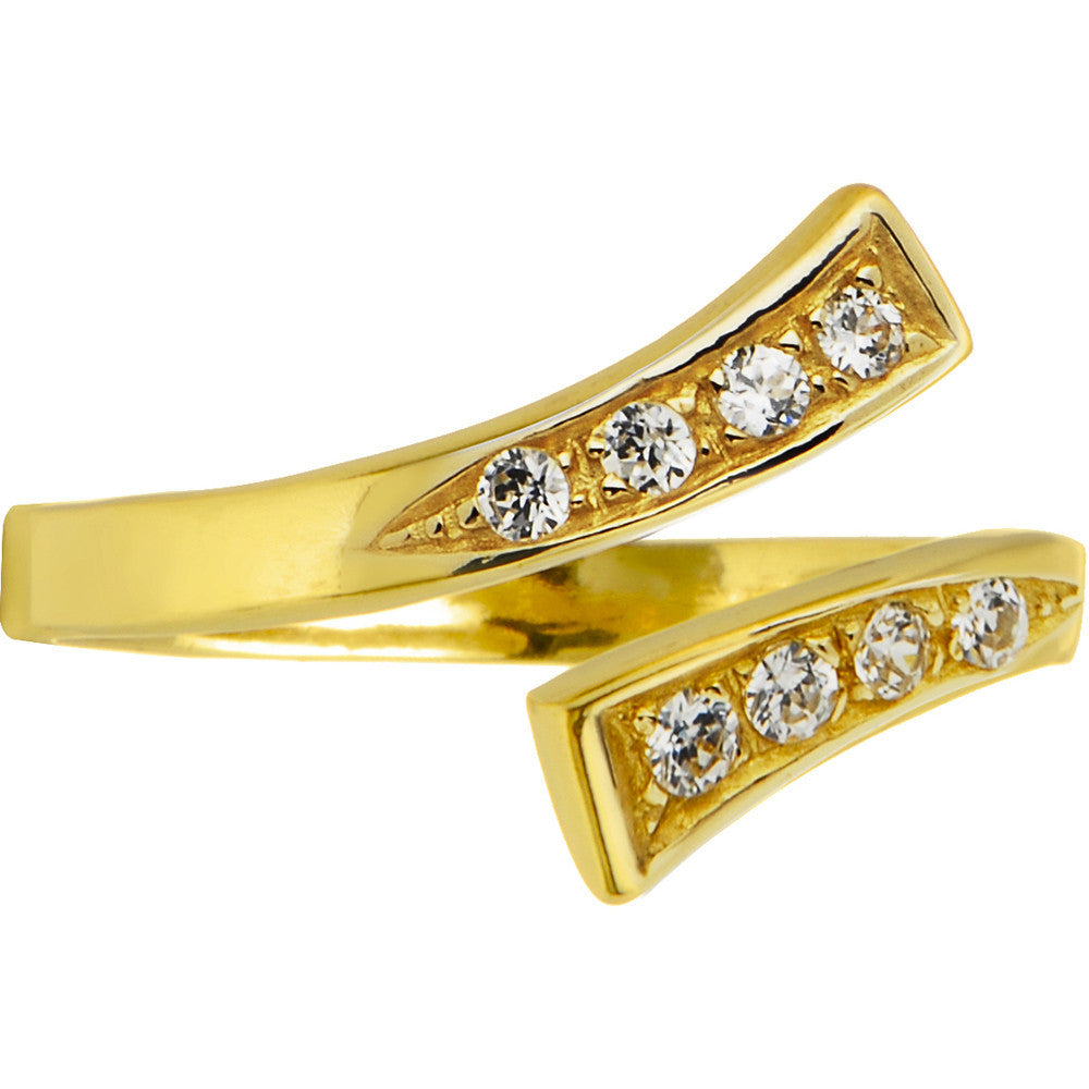 Solid 14kt Yellow Gold Cubic Zirconia Classic Toe Ring