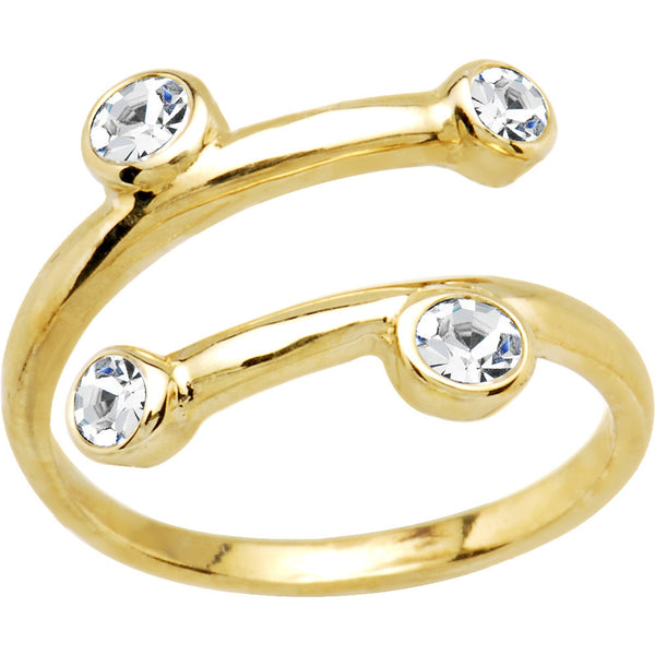 Solid 14kt Yellow Gold Cubic Zirconia Spiral Toe Ring