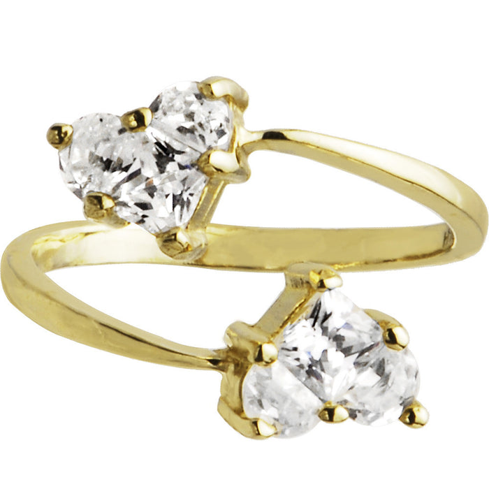14k Yellow Gold Cuff Puffed Heart Toe Ring
