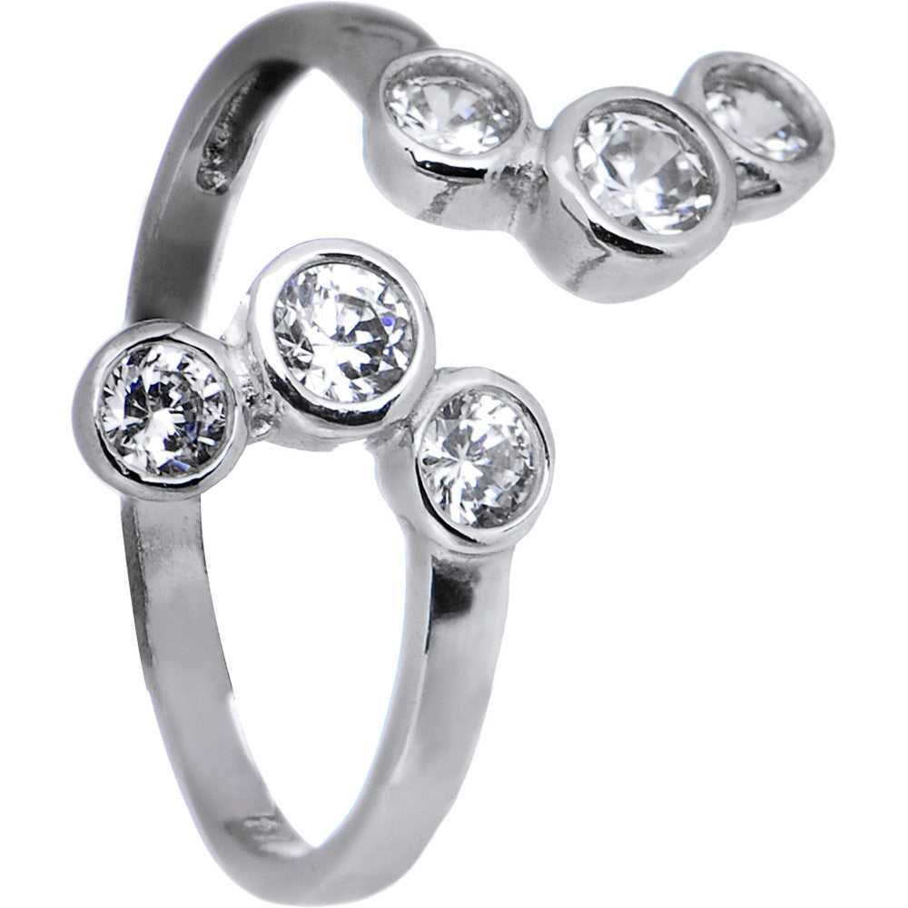 Solid 14kt White Gold Cubic Zirconia Bubbles Toe Ring
