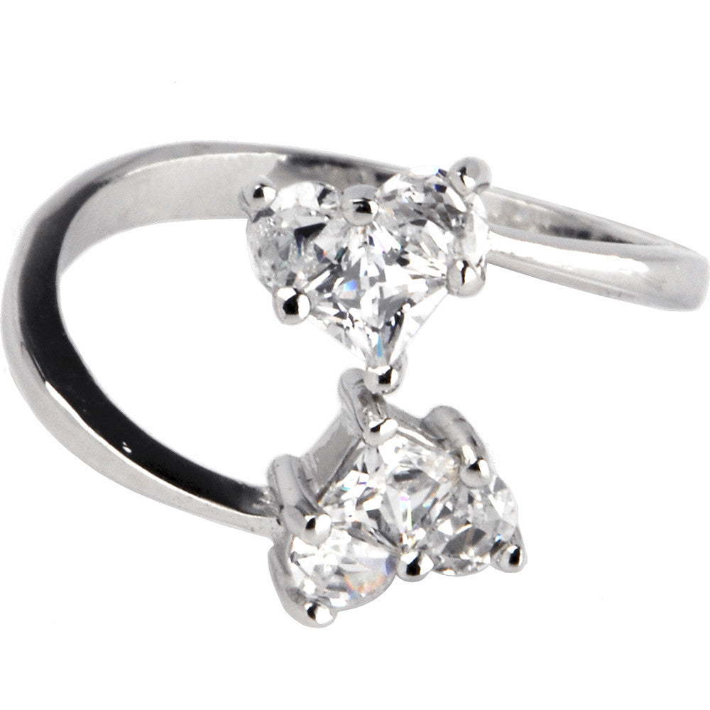 Solid 14kt White Gold Cubic Zirconia Solitaire Heart Toe Ring