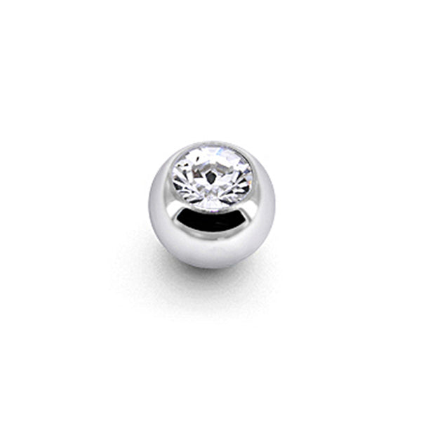 Solid 14KT White Gold CZ Replacement Ball 3mm - 16 Gauge