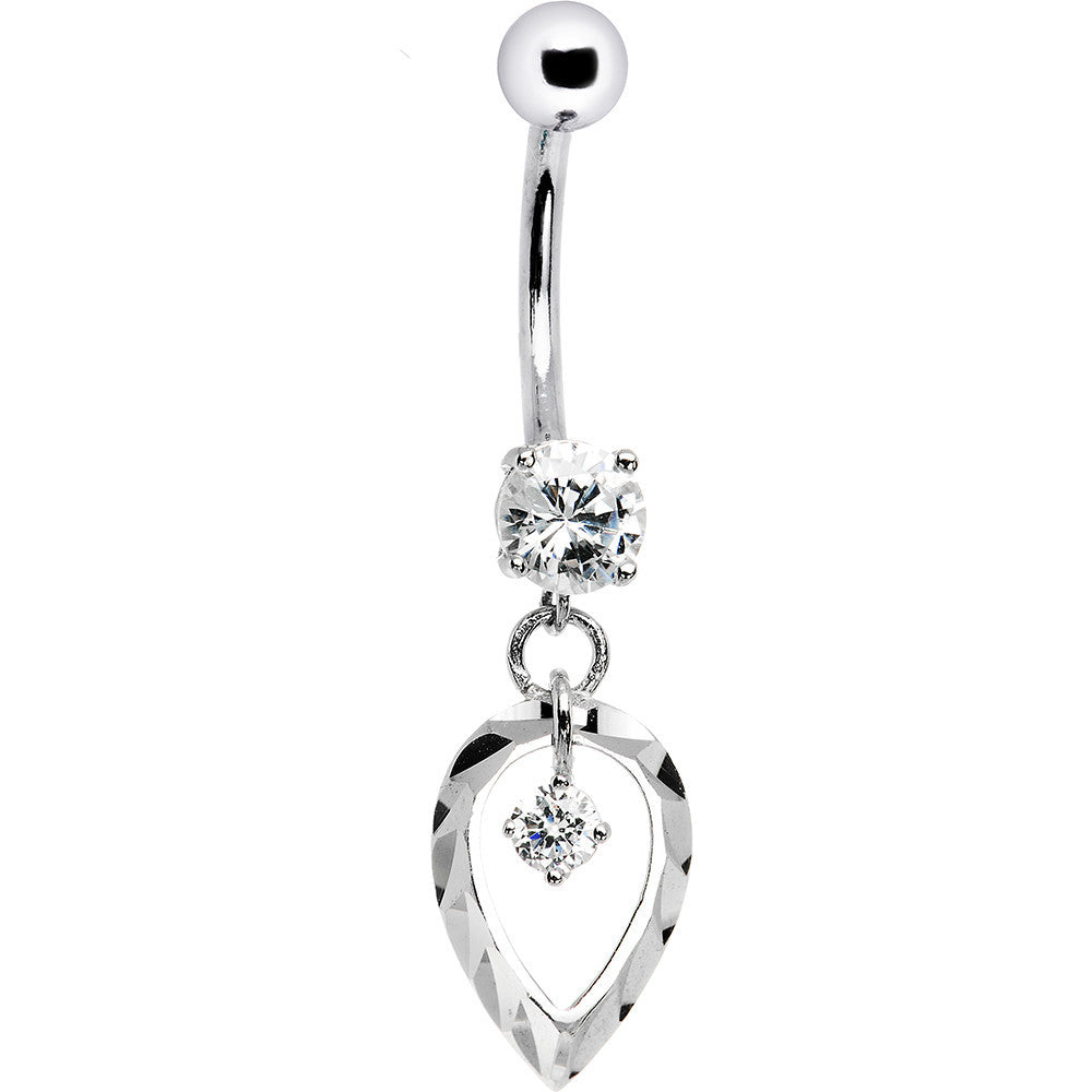 Solid 14kt White Gold Exclusive Dangle Belly Ring
