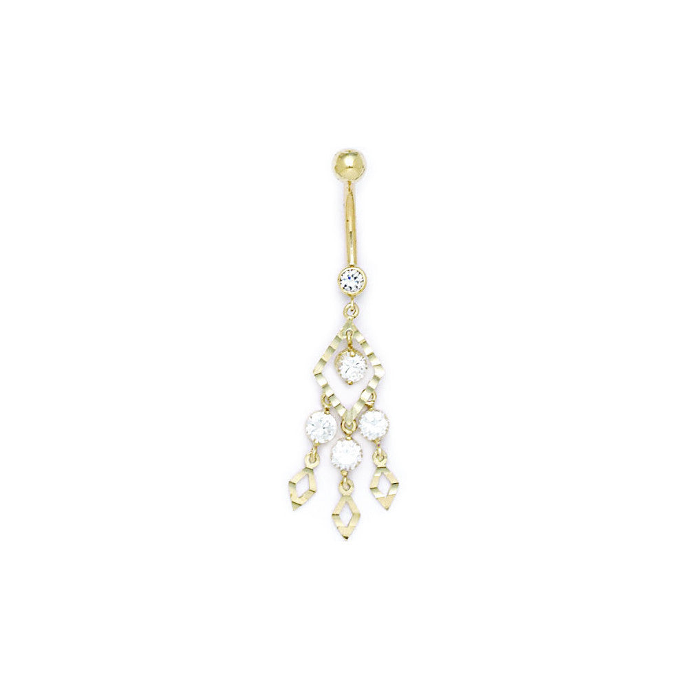 Solid 14kt Yellow Gold Expressions Chandelier Belly Ring