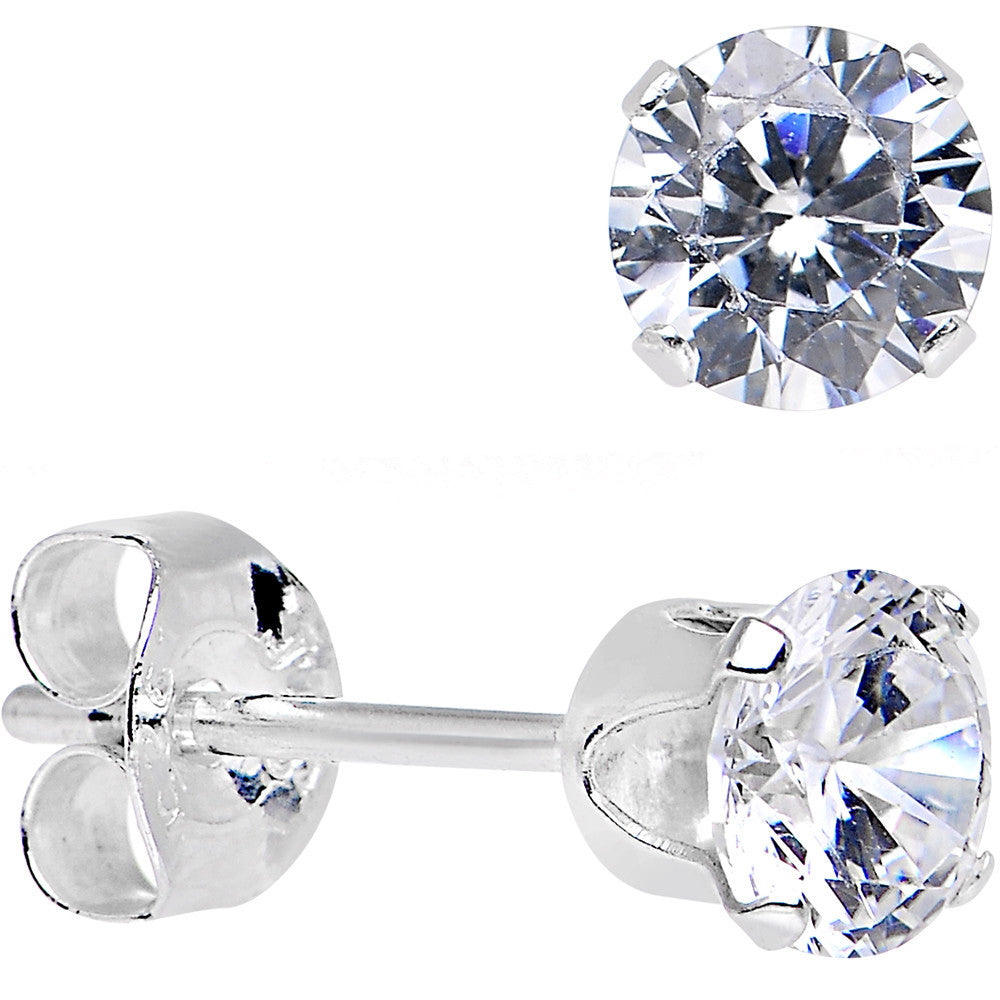 Sterling Silver .03 ct Cubic Zirconia Round Stud Earrings