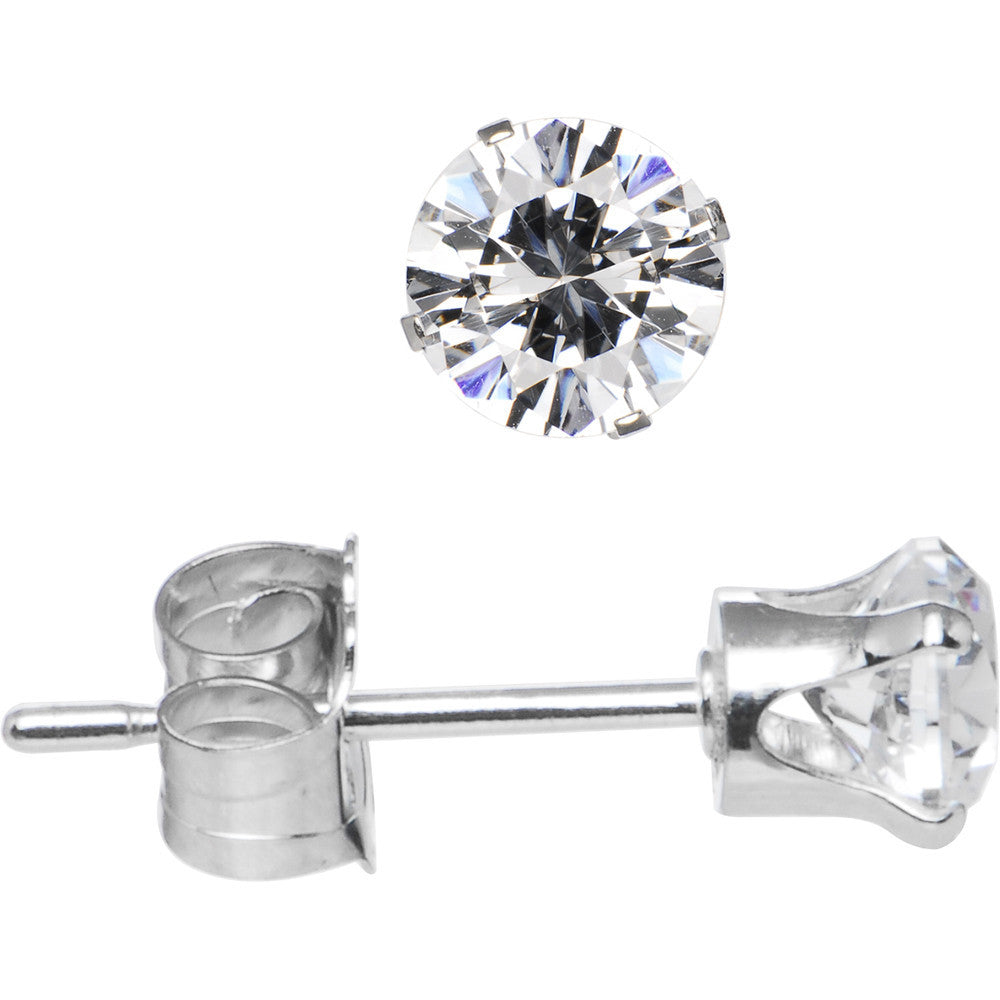 Sterling Silver Cubic Zirconia Stud Earrings in White | Pascoes