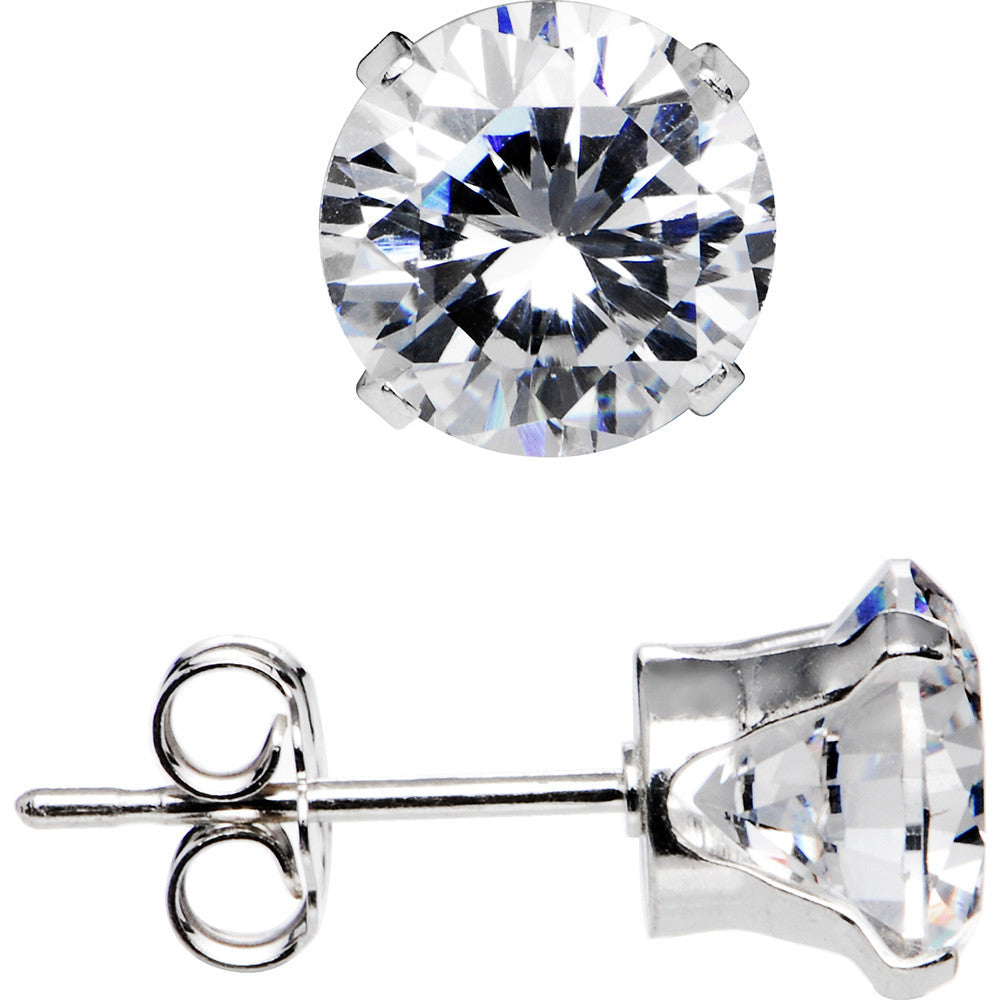Sterling Silver .80 ct Cubic Zirconia Round Stud Earrings