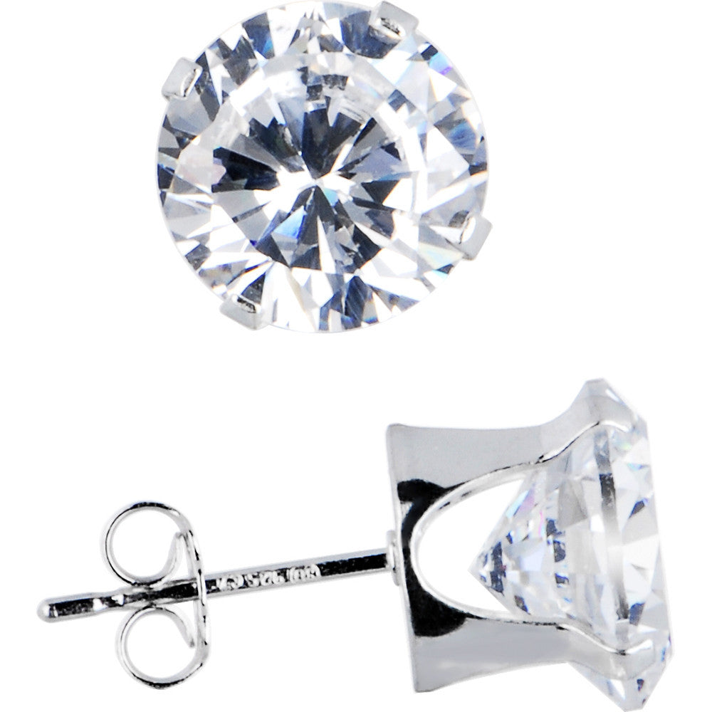 Sterling Silver 1.90 ct Cubic Zirconia Round Stud Earrings