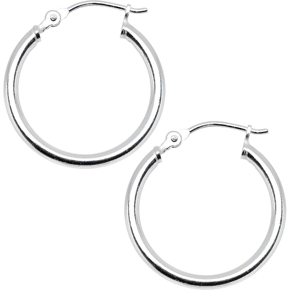 925 Sterling Silver 3/4 Inch Hoop Earrings