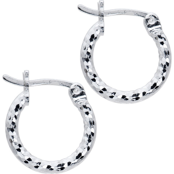 925 Sterling Silver 1/2 Inch Diamond Cut Hoop Earrings