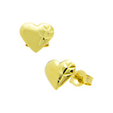 14kt Yellow Gold Pattern Heart Stud Earrings