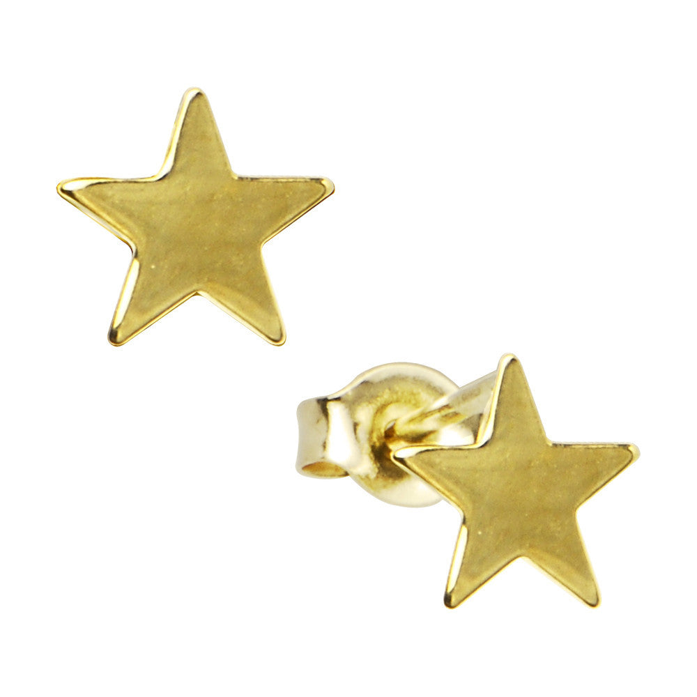 14k Yellow Gold Star Stud Earrings