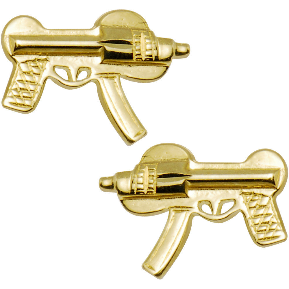 14kt Yellow Gold Machine Gun Stud Earrings