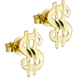 14kt Yellow Gold Dollar Symbol Stud Earrings